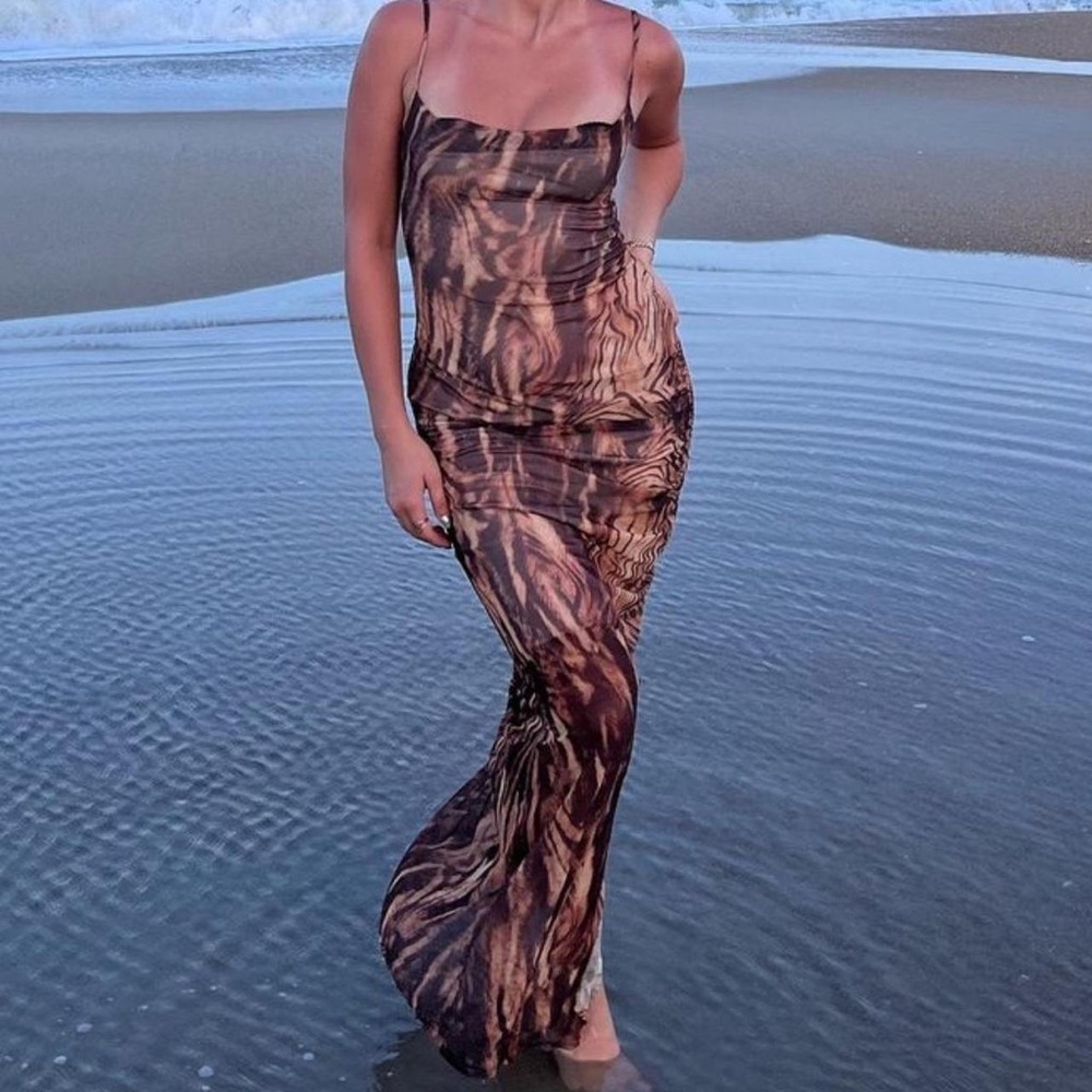 Animal tiger print maxi dress